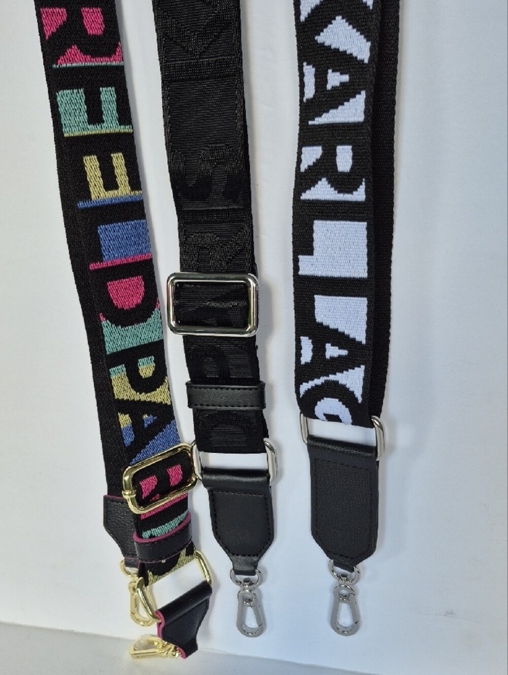 Karl Lagerfeld Paris Black Logo Crossbody Replacement Bag Strap Silver Hardware